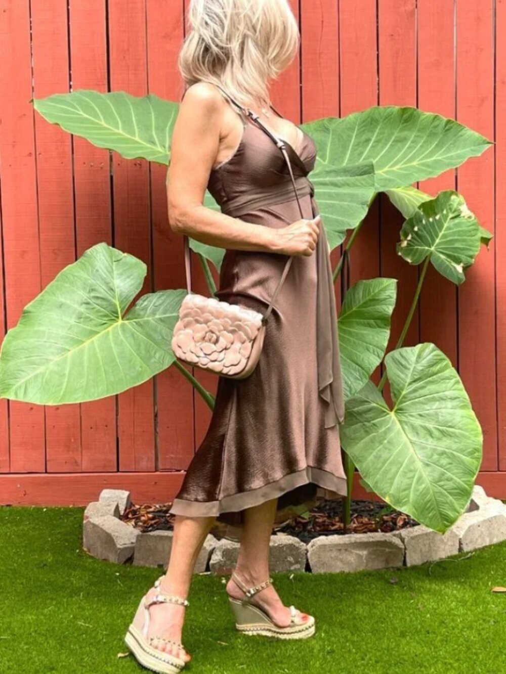 BCBGMaxazria 100% Silk halter chocolate Slip dress - Picture 7 of 12